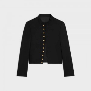 Celine military in diagonal wool Jackets Black | CL-592634