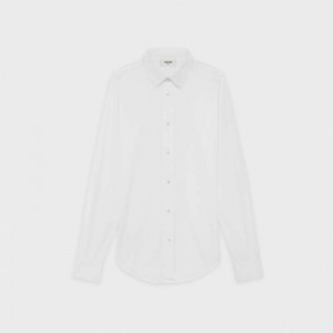 Celine skinny in cotton poplin Shirts White | CL-592180