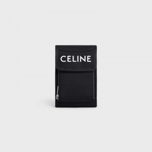 Celine trekking flap phone pouch in nylon with celine print Pouch Black | CL-591783