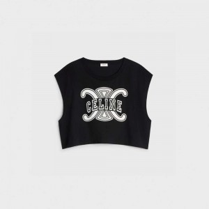 Celine triomphe in cotton jersey Sweatshirts Black / white | CL-592792