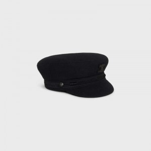 Celine triomphe sailor in wool cloth Cap Black | CL-591724