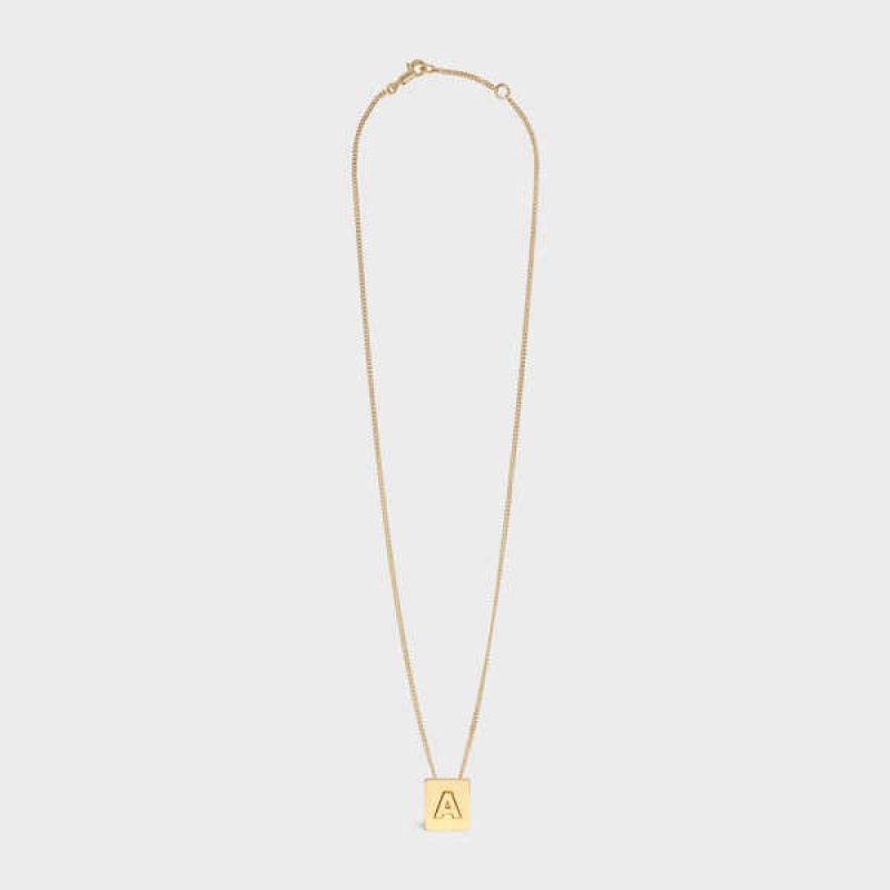 Celine Alphabet A in Brass with Gold finish Necklaces Gold | CL-592264