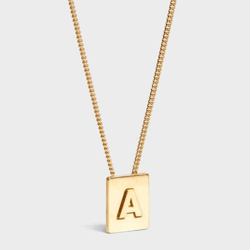 Celine Alphabet A in Brass with Gold finish Necklaces Gold | CL-592264