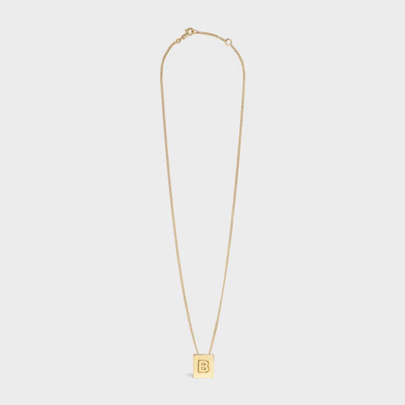 Celine Alphabet B in Brass with Gold finish Necklaces Gold | CL-592265