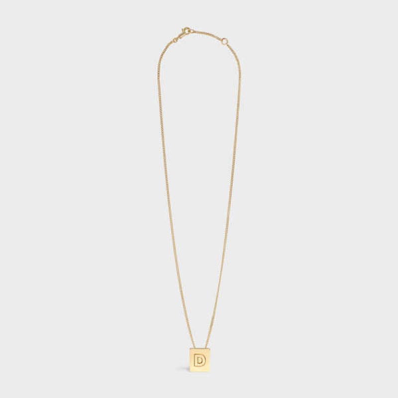 Celine Alphabet D in Brass with Gold finish Necklaces Gold | CL-592267