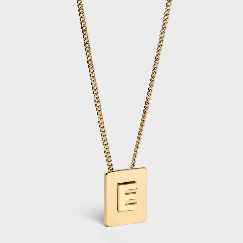 Celine Alphabet E in Brass with Gold finish Necklaces Gold | CL-592268