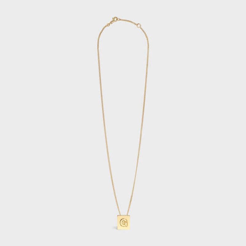 Celine Alphabet G in Brass with Gold finish Necklaces Gold | CL-592270