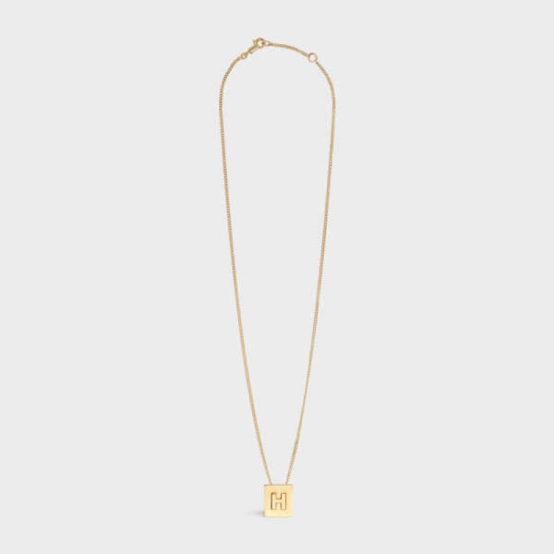 Celine Alphabet H in Brass with Gold finish Necklaces Gold | CL-592271