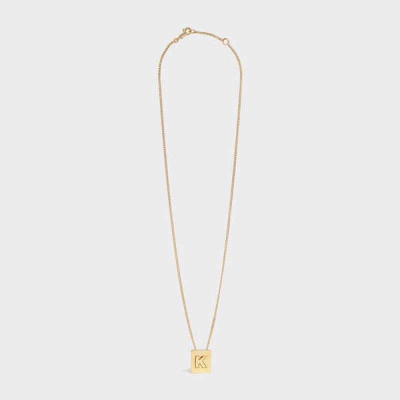 Celine Alphabet K in Brass with Gold finish Necklaces Gold | CL-592274