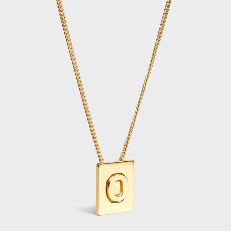 Celine Alphabet O in Brass with Gold finish Necklaces Gold | CL-592278