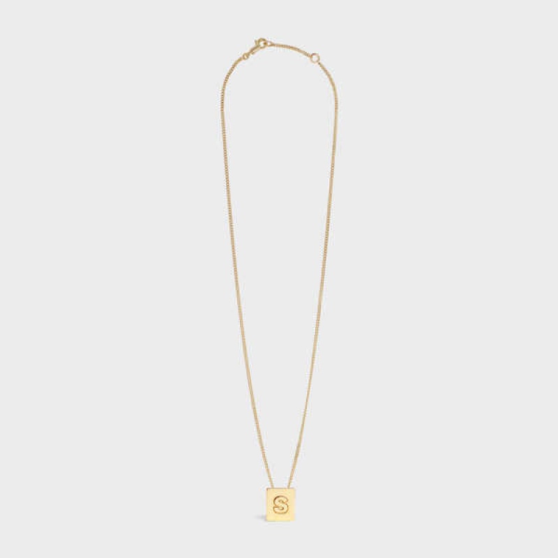 Celine Alphabet S in Brass with Gold finish Necklaces Gold | CL-592282