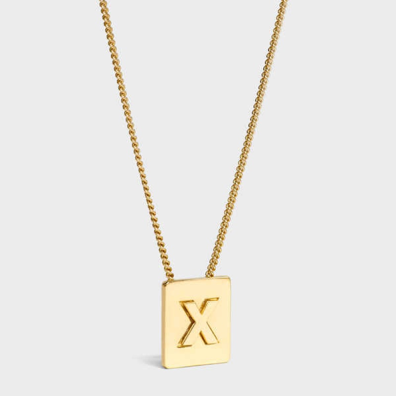 Celine Alphabet X in Brass with Gold finish Necklaces Gold | CL-592287