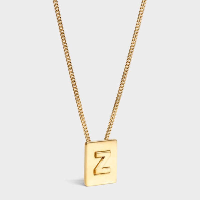 Celine Alphabet Z in Brass with Gold finish Necklaces Gold | CL-592289