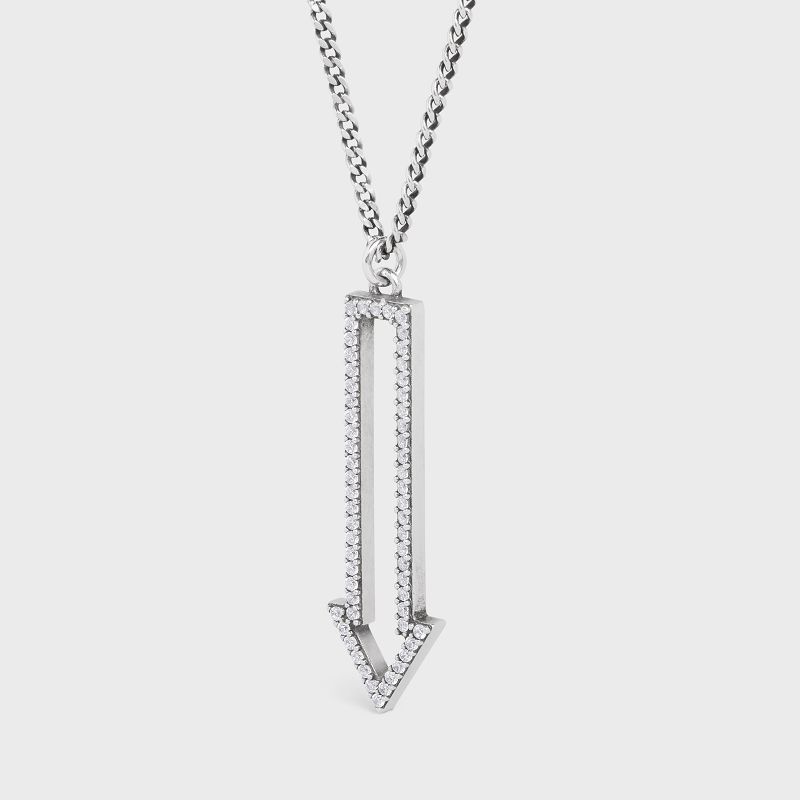 Celine Arrow in Brass with Rhodium Finish and Crystals Necklaces Crystal | CL-591667