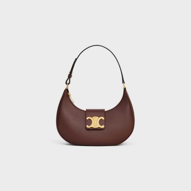 Celine Ava Soft Bag in Smooth Calfskin Triomphe Chestnut | CL-593173