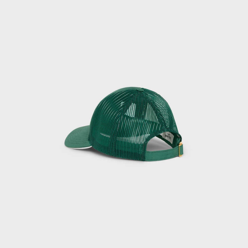 Celine BASEBALL IN COTTON Cap Dark Green / White | CL-592354