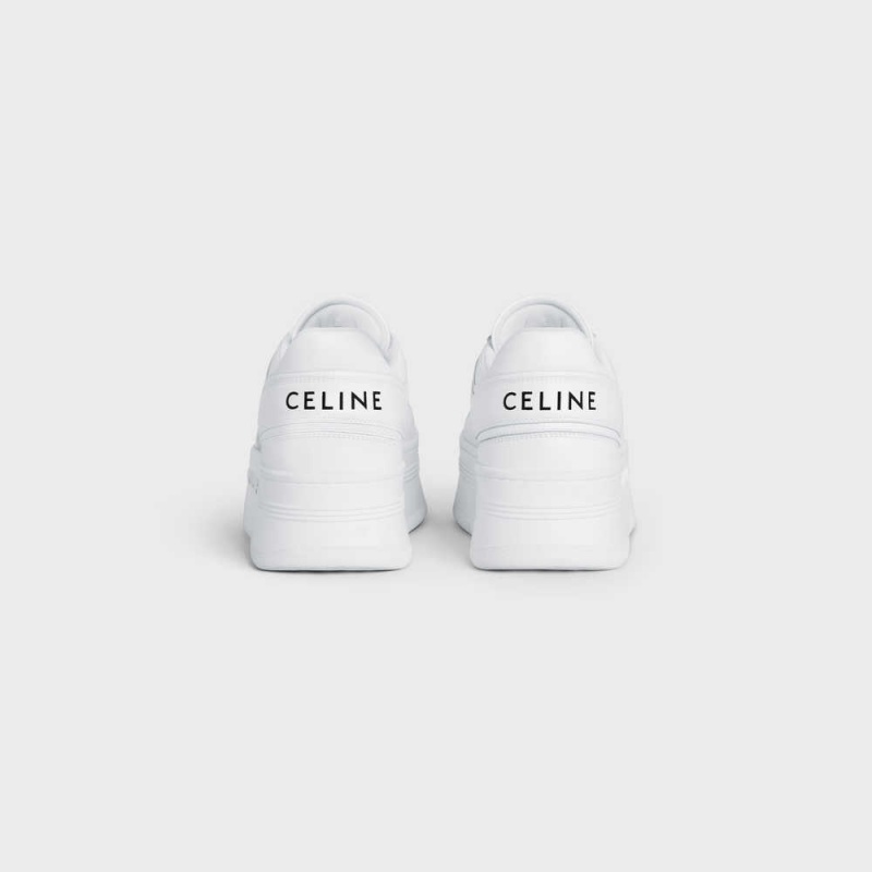 Celine BLOCK SNEAKERS WITH WEDGE OUTSOLE in CALFSKIN Sneakers Optic White | CL-592547