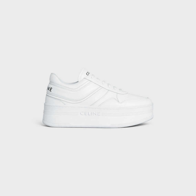 Celine BLOCK SNEAKERS WITH WEDGE OUTSOLE in CALFSKIN Sneakers Optic White | CL-592547