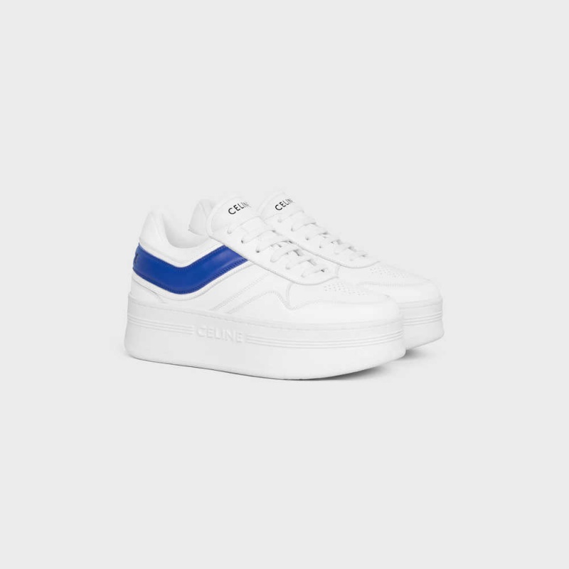 Celine BLOCK SNEAKERS WITH WEDGE in CALFSKIN Sneakers Optic White/Blue | CL-592548