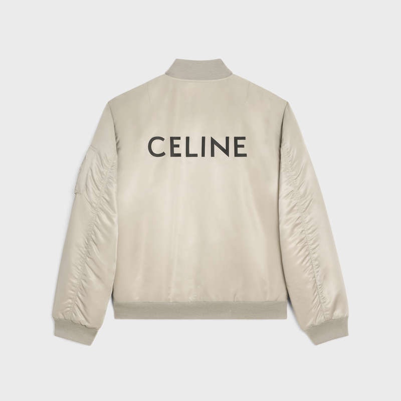 Celine BOMBER IN NYLON TWILL Blousons Light Grey | CL-591959