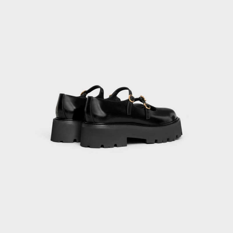 Celine BULKY BABIES TRIOMPHE in POLISHED BULLSKIN Loafers Black | CL-592533