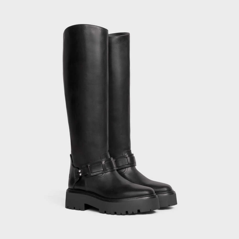 Celine BULKY HIGH WITH HARNESS in Calfskin Boots Black | CL-592513