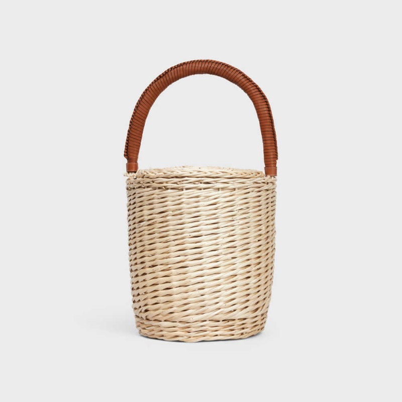 Celine Basket in Wicker and calfskin Panier Tan | CL-593068