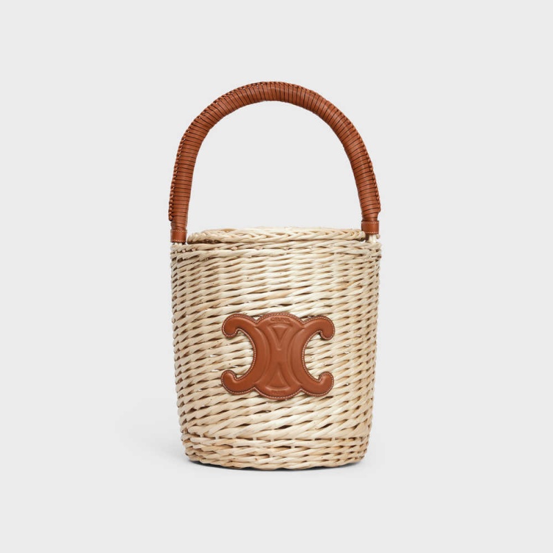 Celine Basket in Wicker and calfskin Panier Tan | CL-593068