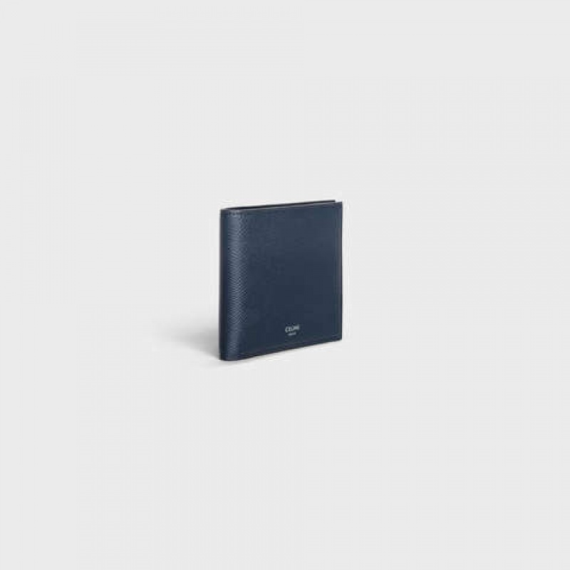 Celine Bi-fold in Grained calfskin Wallets Navy blue | CL-591790