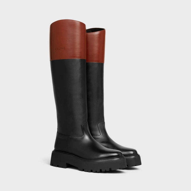 Celine Bulky high in calfskin Boots Black / Brown | CL-592512