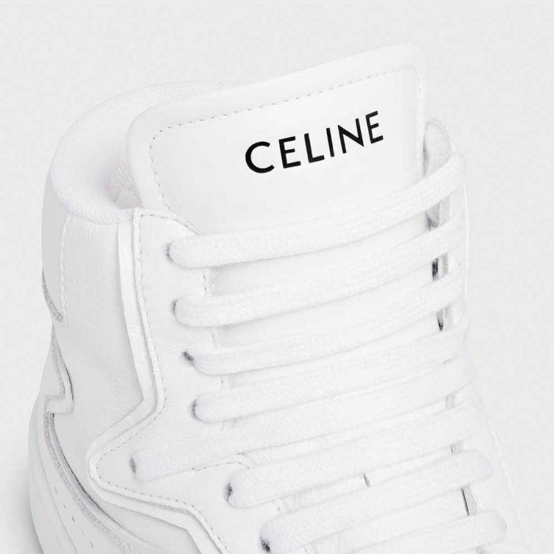 Celine C01 Z TRAINER HIGH in CALFSKIN Sneakers Optic White | CL-592541