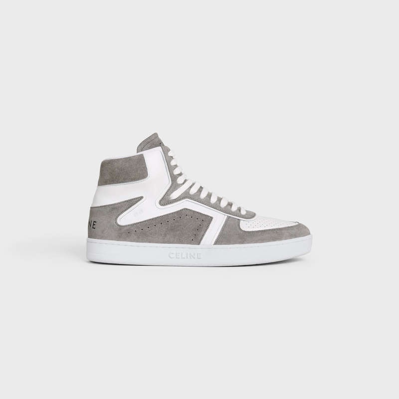 Celine C01 Z TRAINER HIGH in SUEDE CALFSKIN AND CALFSKIN Sneakers Grey/Optic White | CL-591910