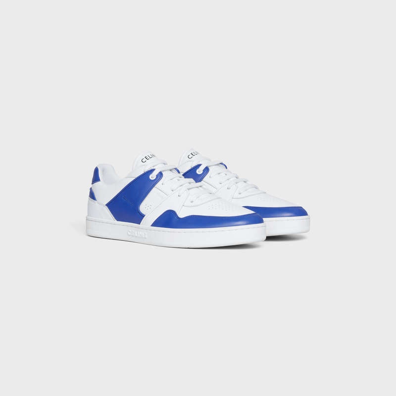 Celine C04 TRAINER LOW LACE-UP in CALFSKIN Sneakers Optic White/Blue | CL-591905