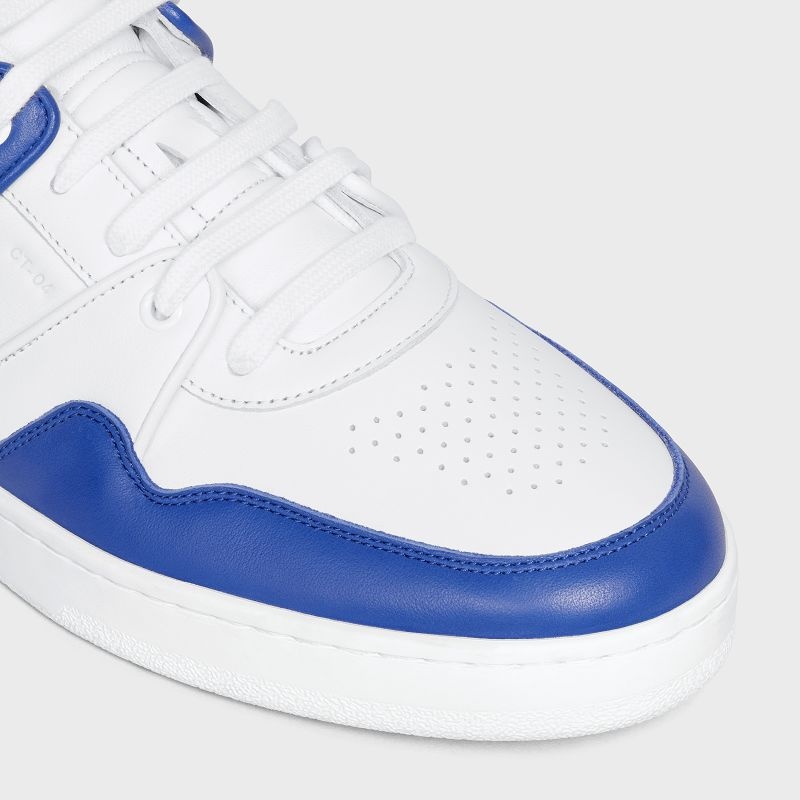 Celine C04 TRAINER LOW LACE-UP in CALFSKIN Sneakers Optic White/Blue | CL-591905