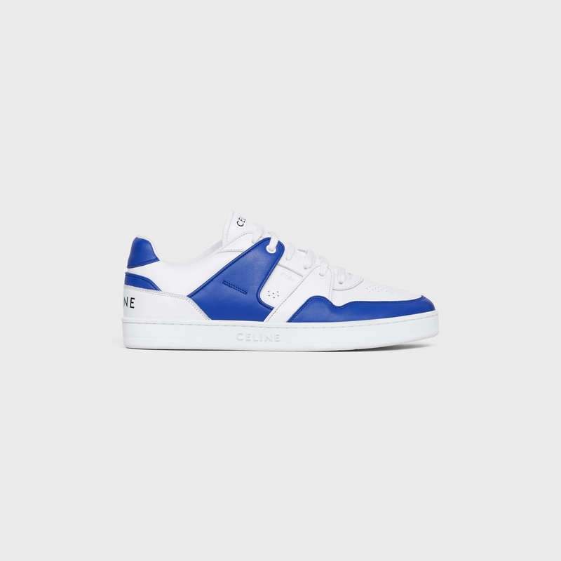 Celine C04 TRAINER LOW LACE-UP in CALFSKIN Sneakers Optic White/Blue | CL-591905