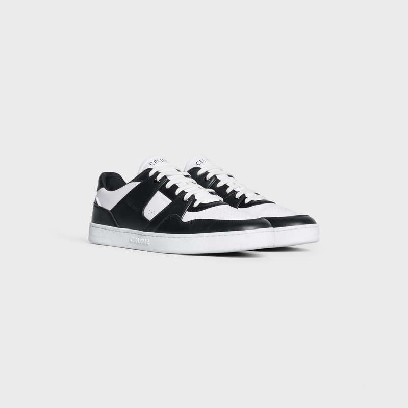 Celine C04 TRAINER LOW LACE-UP in CALFSKIN Sneakers White / Black | CL-591904