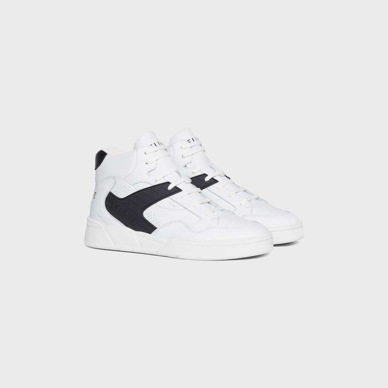 Celine C06 HIGH in CALFSKIN Sneakers Optic White / Black | CL-591909