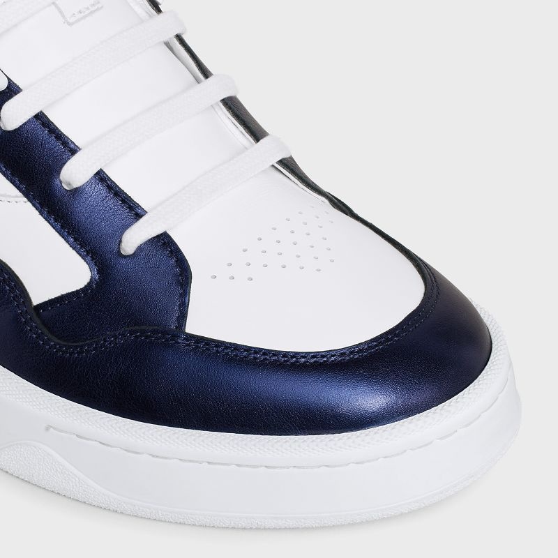 Celine C06 HIGH in CALFSKIN & METALLIC CALFSKIN Sneakers Optic White/Blue | CL-591908