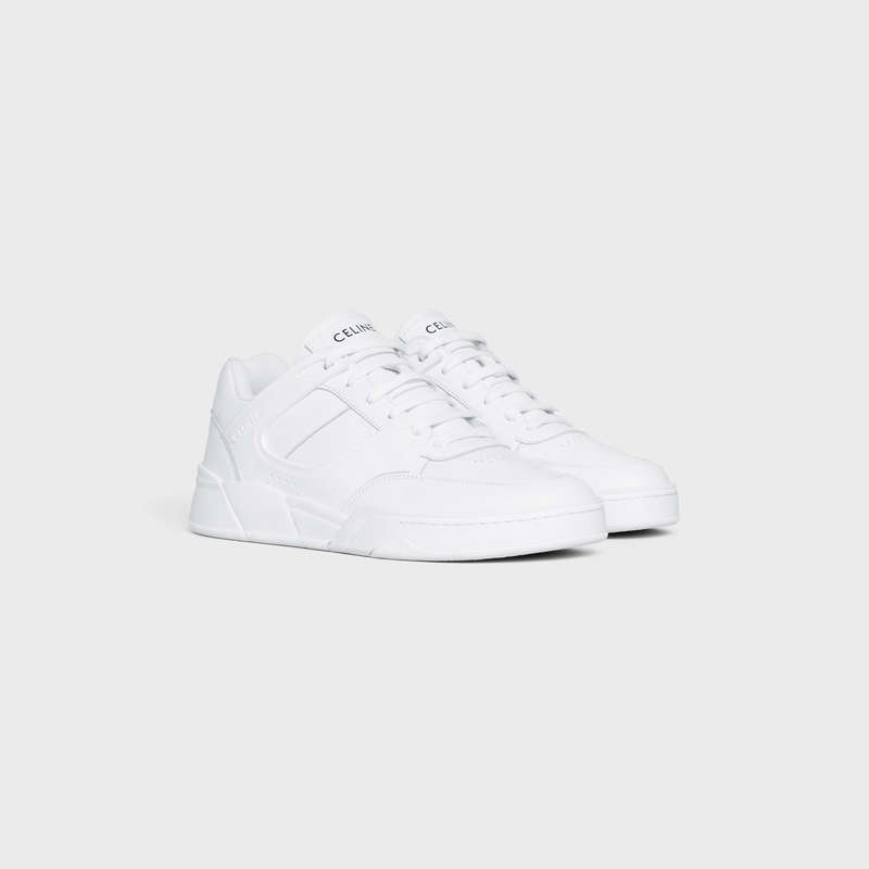 Celine C07 TRAINER LOW LACE-UP in CALFSKIN Sneakers Optic White | CL-591900