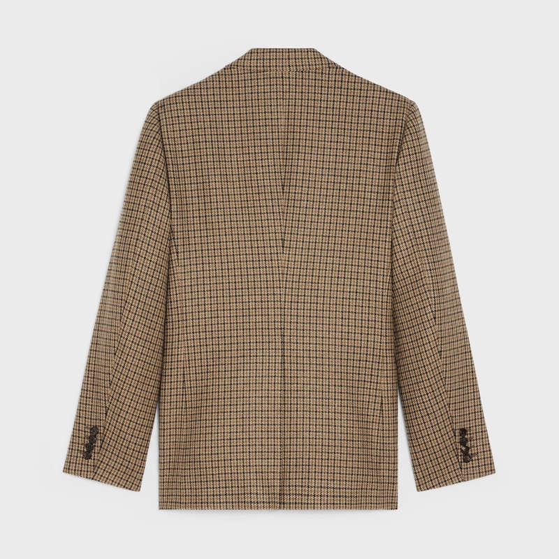 Celine CLASSIC IN CHECKED WOOL Jackets CAMEL/MARRON/BRUN | CL-591986