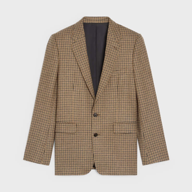 Celine CLASSIC IN CHECKED WOOL Jackets CAMEL/MARRON/BRUN | CL-591986