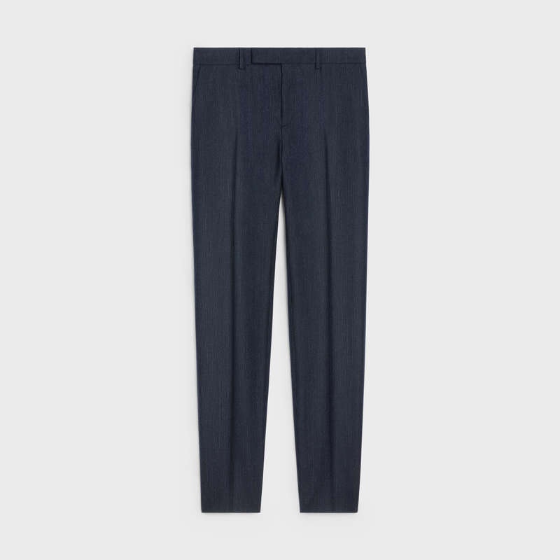 Celine CLASSIC STRIPED FLANNEL Trousers NAVY/CRAIE | CL-592026