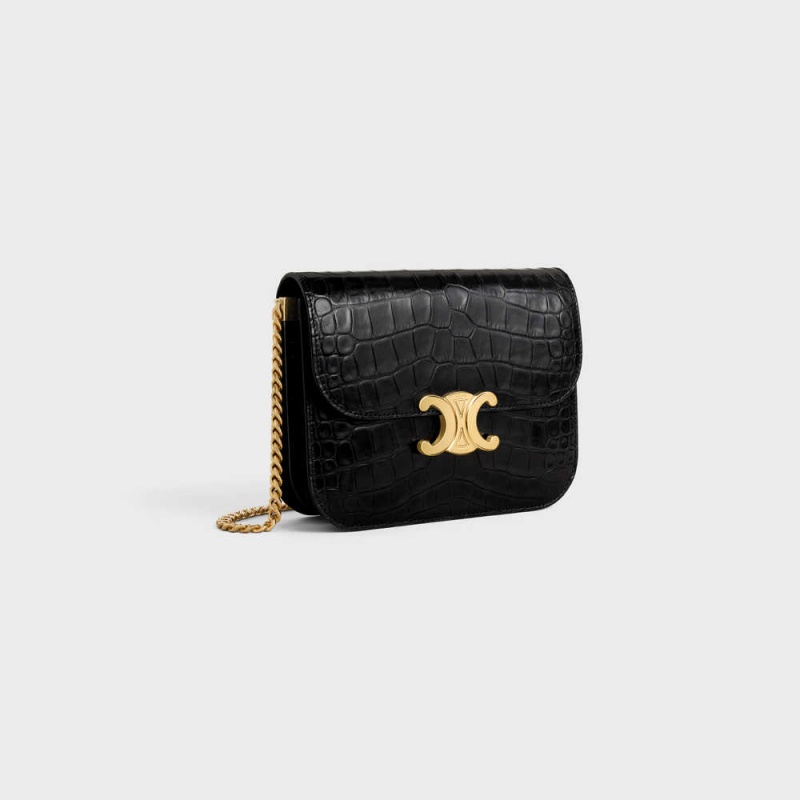 Celine COLLEGE bag in Niloticus Crocodile Triomphe Black | CL-593170