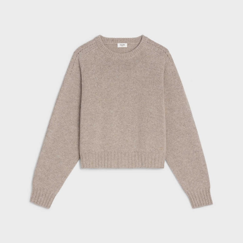 Celine CREW NECK IN SEAMLESS CASHMERE Knitwear Sand | CL-592708