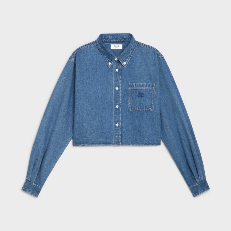 Celine CROPPED IN UNION OCEAN WASH DENIM Shirts UNION OCEAN WASH | CL-592822