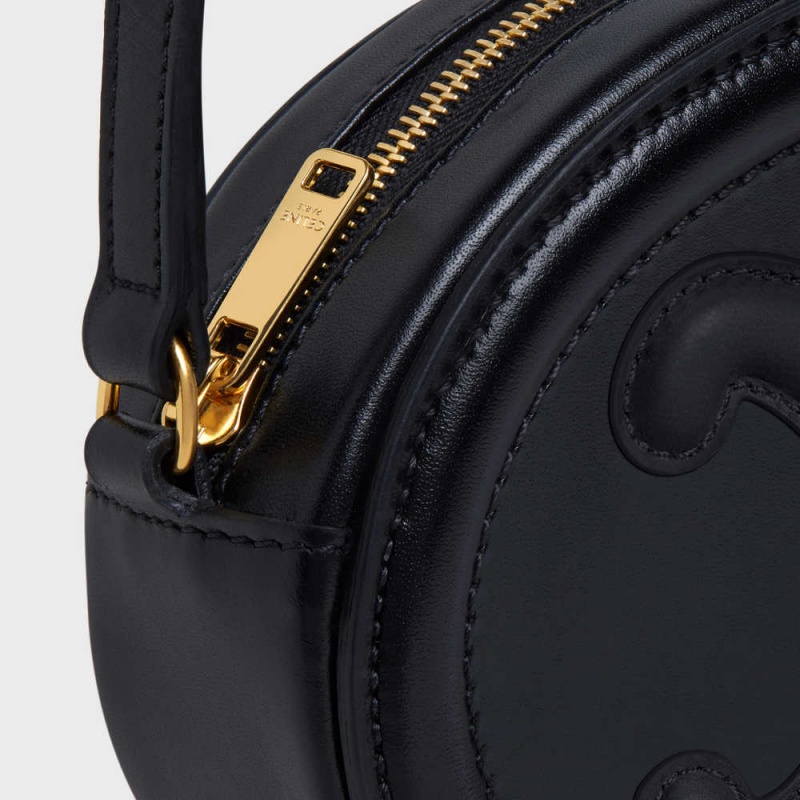 Celine CROSSBODY OVAL PURSE cuir triomphe in Smooth calfskin Mini Bags Black | CL-593044