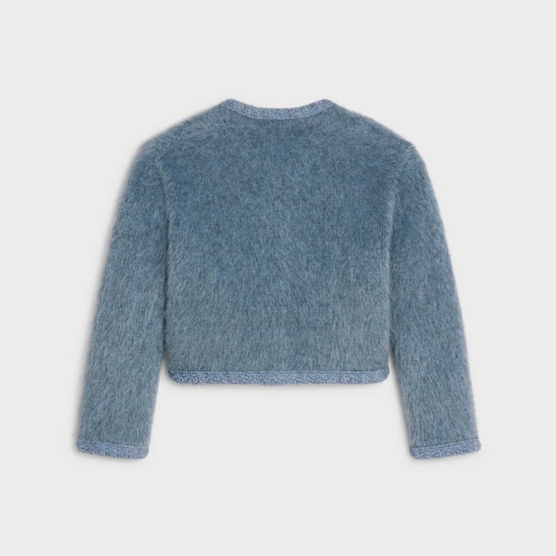 Celine Cardigan in brushed mohair Knitwear Blue | CL-592697