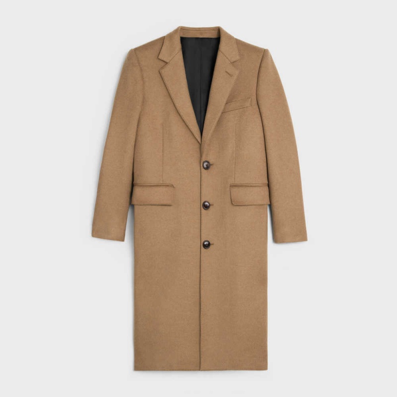 Celine Chesterfield in brushed cashmere Coats CAMEL/GRIS | CL-592624