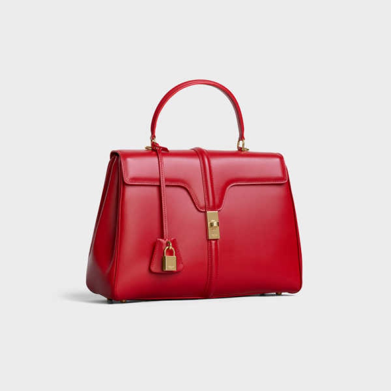 Celine Classique Bag in satinated calfskin 16 Red | CL-593280