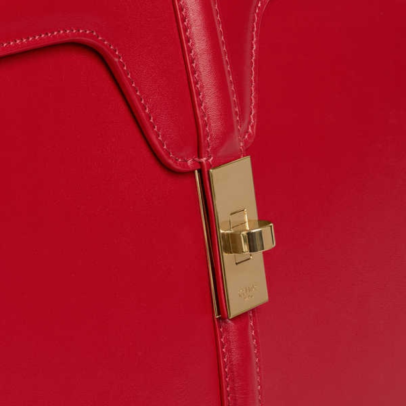 Celine Classique Bag in satinated calfskin 16 Red | CL-593280